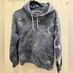 Blue and white tie dye hoodie